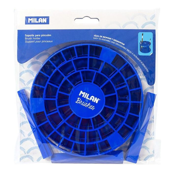 Milan Soporte para Pinceles con Capacidad para 49 Pinceles Azul PVC 2
