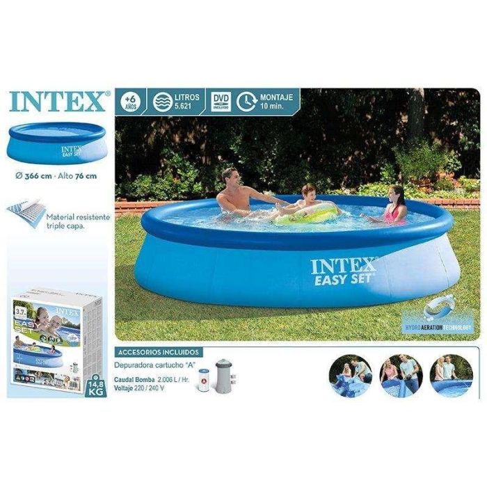 Intex Piscina Hinchable Easy Set Redonda con Depuradora de Cartucho 366x76cm 5621L 2 Intex Piscina Hinchable Easy Set Redonda con Depuradora de Cartucho 366x76cm 5621L 2
