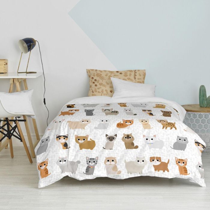 Juego de funda nórdica HappyFriday Mr Fox Cats Multicolor Cama de 80 2 Piezas 3