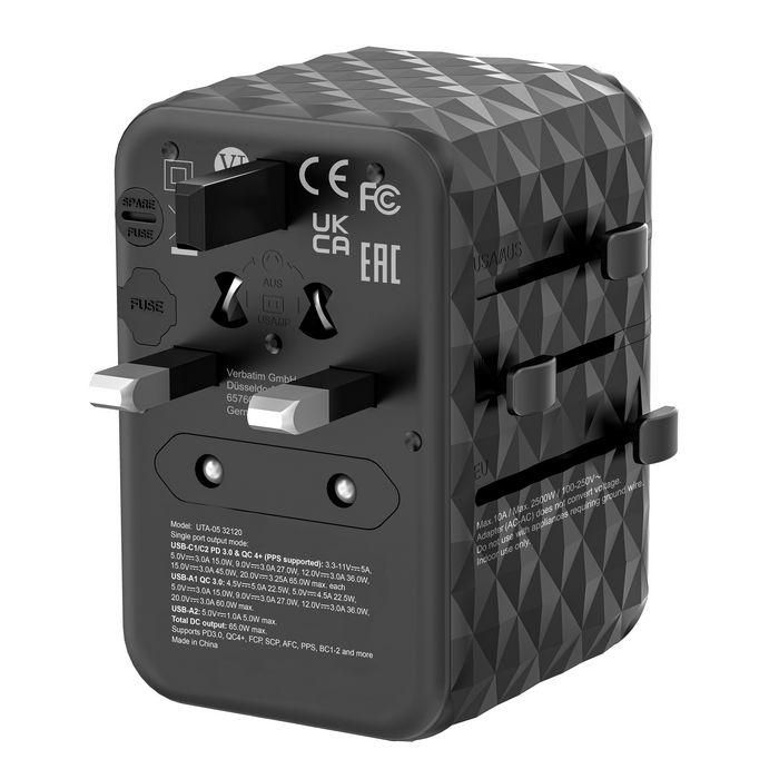 Verbatim Uta-05 Adaptador Universal De Viaje Con 2 Puerto Usb-C - 2 Puerto Usb-A 12 Verbatim Uta-05 Adaptador Universal De Viaje Con 2 Puerto Usb-C - 2 Puerto Usb-A 12
