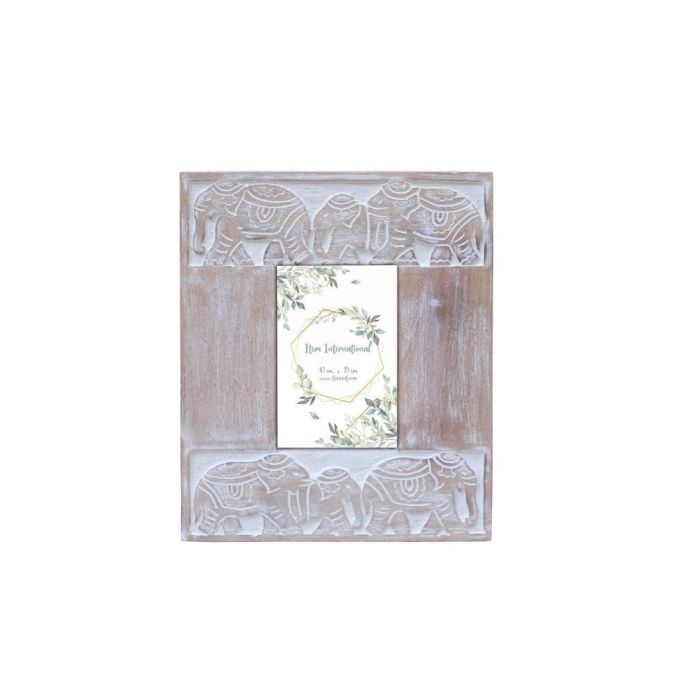 Marco de Fotos DKD Home Decor Cristal Elefante Marrón Blanco Madera de mango Indio (23 x 1,5 x 28 cm)