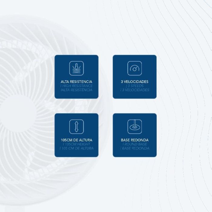 Daewoo Ventilador de Alta Velocidad, 90W, 12 Pulgadas (30 cm), Base Redonda