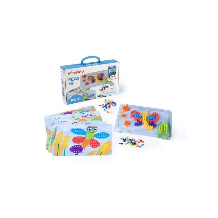 Juego Educat.Miniland Pegs 10 Mm. 180 Piezas Bright Colors (3-6 Años)
