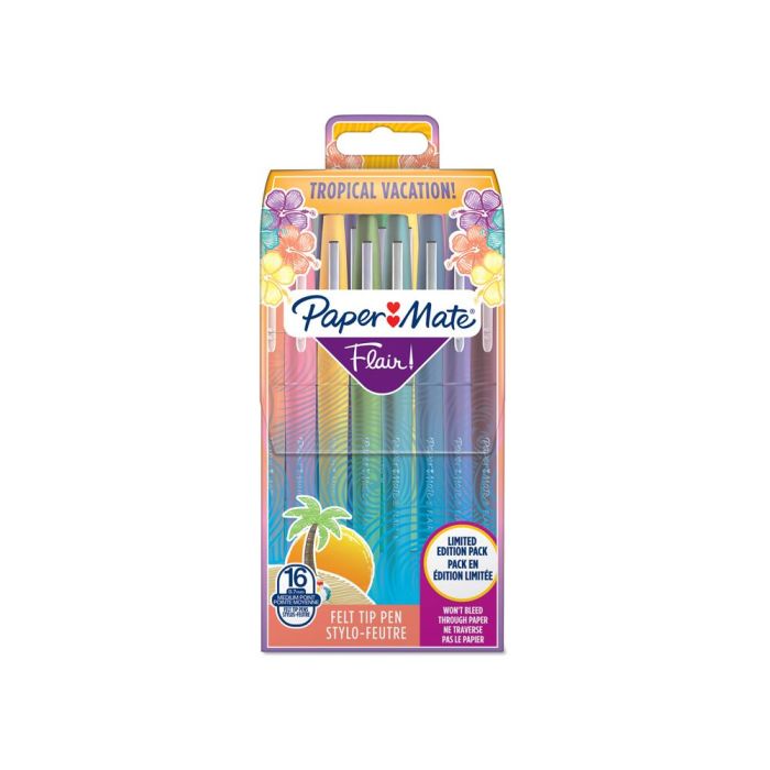 Rotulador Paper Mate Flair Original Punta Fibra Tropical Estuche Rigido De 16 Unidades Colores Surtidos 1