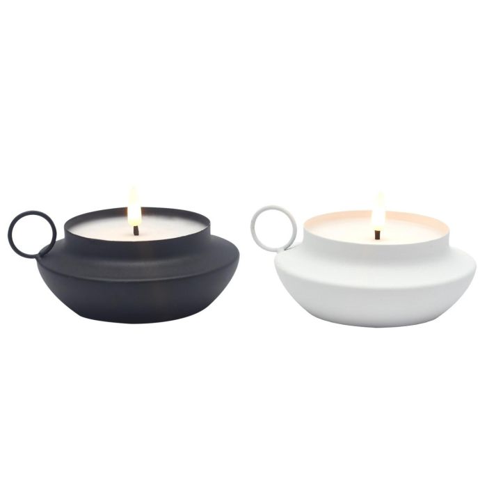 Vela Led Basicos DKD Home Decor Blanco Negro 12 x 6 x 13.5 cm (4 Unidades)