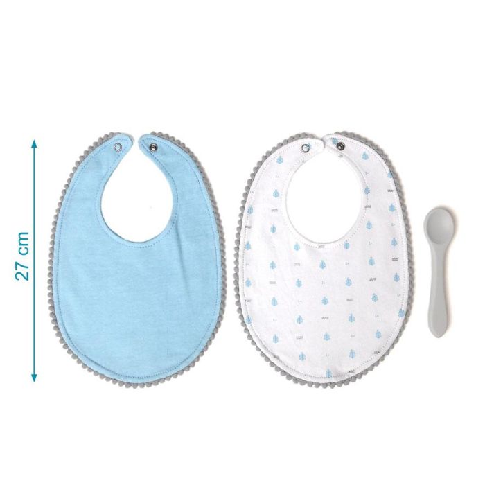 Set Azul De Dos Baberos Y Cuchara Azul 2 Set Azul De Dos Baberos Y Cuchara Azul 2