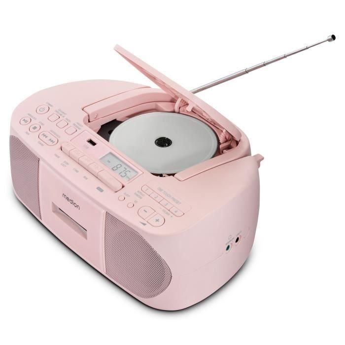 Medion AAAQL64901 Radio CD K7 FM portátil con 2x3W RMS de potencia, color rosa 3 Medion AAAQL64901 Radio CD K7 FM portátil con 2x3W RMS de potencia, color rosa 3