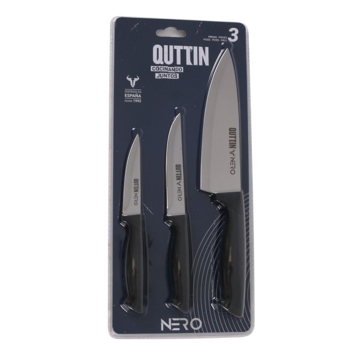 Set 3 Piezas Cuchillos Chef y Pelador Nero - Quttin (12 Cajas) 1 Set 3 Piezas Cuchillos Chef y Pelador Nero - Quttin (12 Cajas) 1