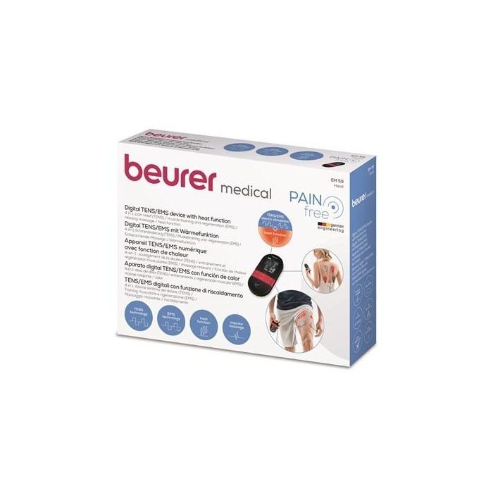 Beurer EM-59 Electroestimulador Digital con Función Calor para Dolor y Estimulación Muscular, Relajación y Masaje