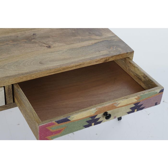 DKD Home Decor Mesa Centro Colonial con 2 Cajones de Madera de Mango y Metal Marrón y Negro 110x70x46 cm 3