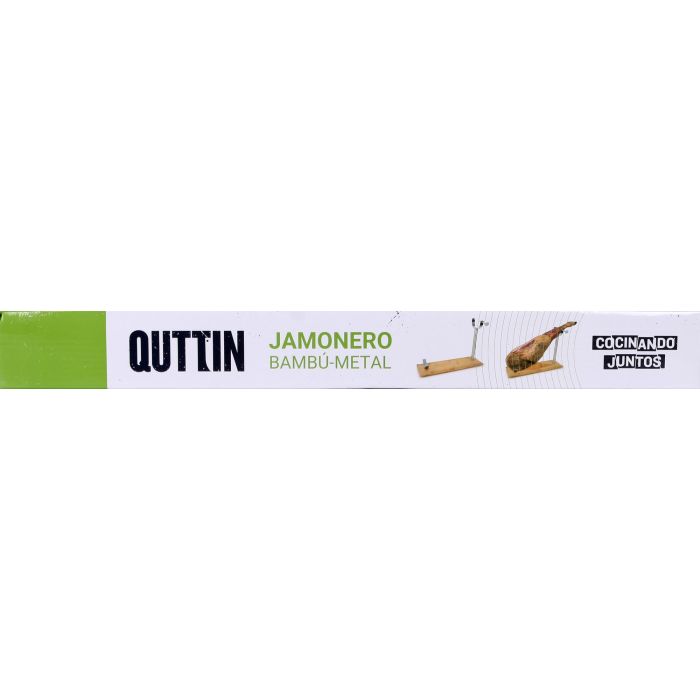 Quttin Jamonero de Bambú y Metal - 16,5 cm Ancho x 49 cm Largo x 2,3 cm Alto (4 Unidades) 3