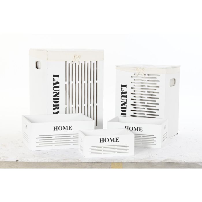 DKD Home Decor Cesta de Ropa Blanca Negra Beige Set de 5 Piezas 30 x 56 x 40 cm 4
