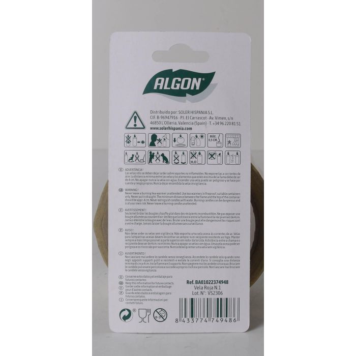 Vela Roja N.1 Algon - Aromatizante de ambiente (36 Unidades) 5 Vela Roja N.1 Algon - Aromatizante de ambiente (36 Unidades) 5