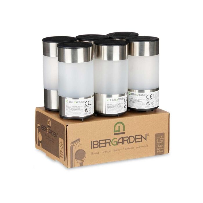 Ibergarden Baliza Solar Acero Baja 6.3x21.5x6.3 cm (Set de 24) 2