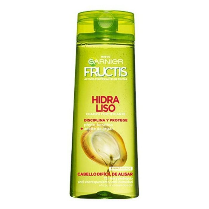 Garnier Fructis Hidra Liso 72H Champú Antiencrespamiento Alisador con Phyto-keratina y Aceite de Argán 360 ml