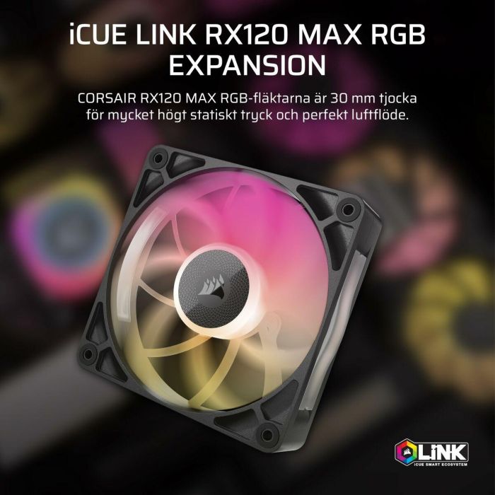 Corsair CO-9051033-WW iCUE LINK RX120 RGB MAX Ventilador de Caja para PC, 120mm RGB, Negro, 2000 RPM 11