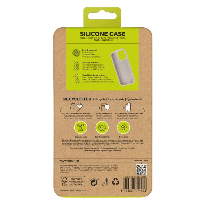 Muvit Funda Liquid Silicone para Apple, Eco-Friendly con Certificado GRS, Protección Antideslizante y Microfibra Interior 4