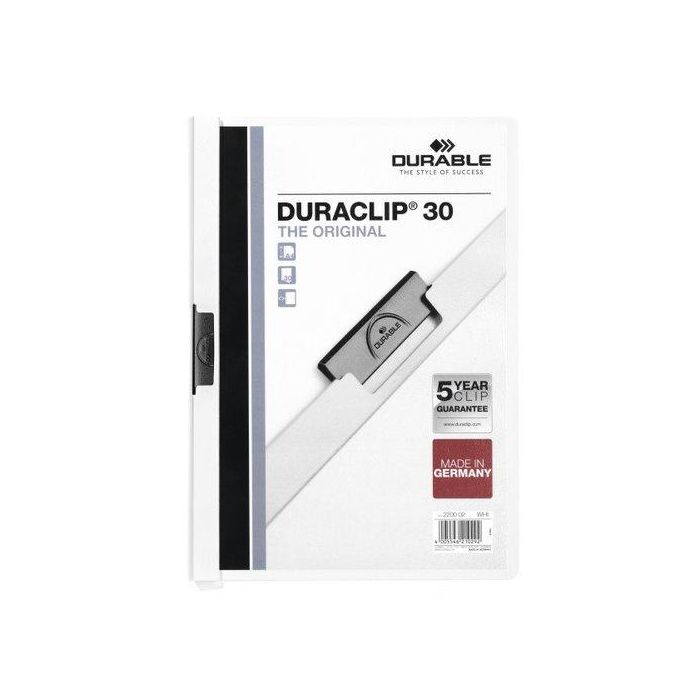 Dosier Clip Duraclip Pvc A4 2200 Pinza Metal 30H Blanco (Set de 25)