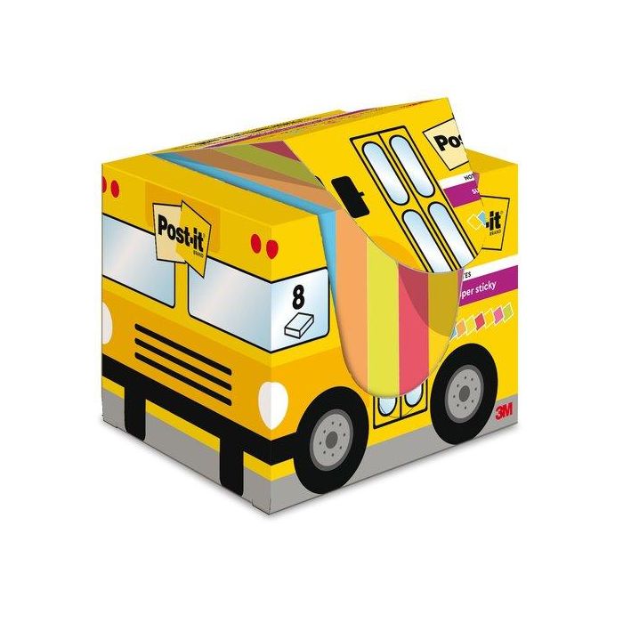 Taco Notas Post-It Pack Autobus 63,5X76 8X90 Hojas Colores Surtidos