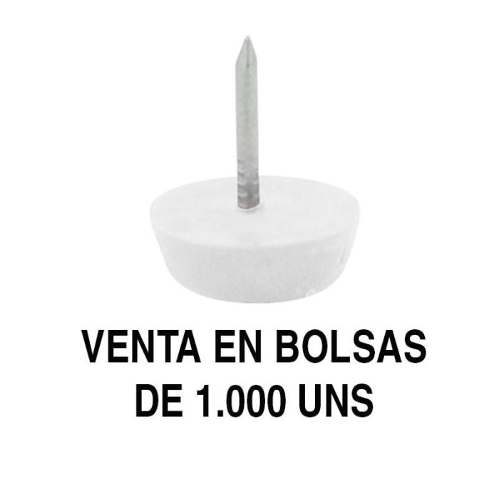 Herrajes Alk Deslizante-Quitarruido para patas Ø15, Ø17 y Ø20 mm, acabado blanco (Bolsa de 1000)