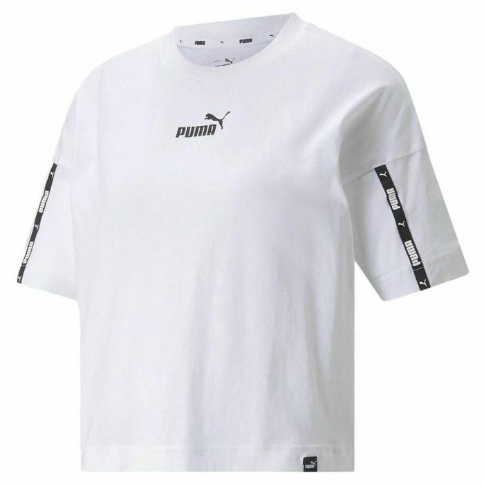 Camiseta de Manga Corta Mujer Puma Power Tape Cropped Blanco 0 Camiseta de Manga Corta Mujer Puma Power Tape Cropped Blanco 0