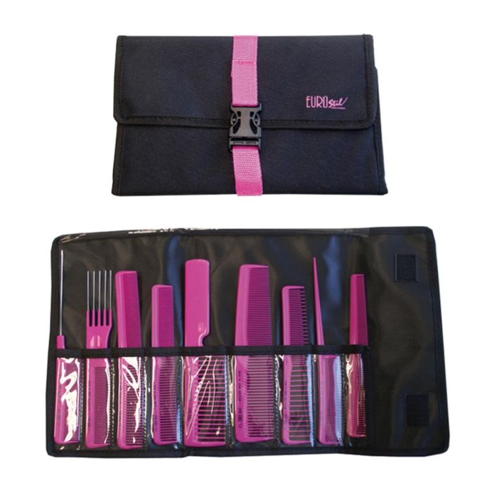 Eurostil Estuche profesional 9 peines colores con cierre