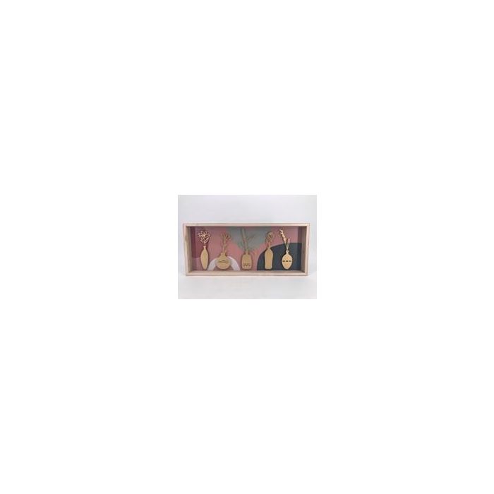 DKD Home Decor Decoración Scandi Pink Home Office Paulownia Rosa 4x23x54cm (2 Unidades)