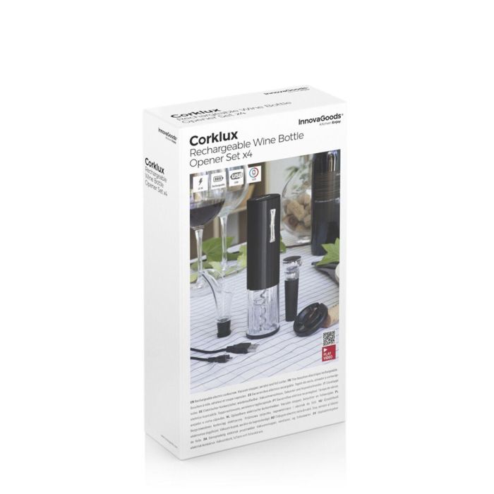 Sacacorchos Eléctrico Recargable con Accesorios para Vino Corklux InnovaGoods 1 Sacacorchos Eléctrico Recargable con Accesorios para Vino Corklux InnovaGoods 1