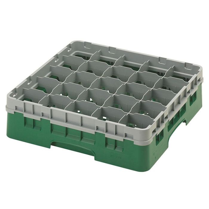 CAMBRO - 25S418-119 - Cesta de lavado 25 comp. 1 altura - 8,7 cm Ø máx. - alt. máx. 11,8cm - 50 x 50 x 14,3 cm - Verde sherwood