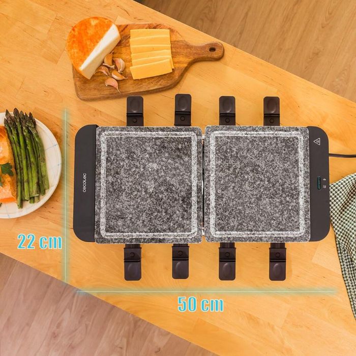 Cecotec Raclette Cheese&Grill 16000 Inox Allstone 1400W Placa Piedra 8 Pers. Negra 4