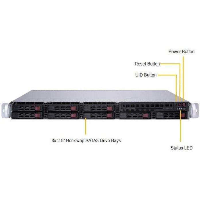 Barebone Server Supermicro 1U Dual 3647 8 Hot-swap 2.5" 600W Redundant Platinum Super Server 1029P-MTR 3 Barebone Server Supermicro 1U Dual 3647 8 Hot-swap 2.5" 600W Redundant Platinum Super Server 1029P-MTR 3
