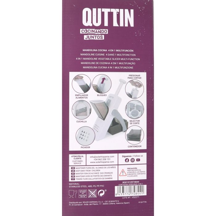 Quttin Cortador de Verduras 4 en 1, 14.5x14.5x33 cm, 735 g (6 Unidades) 8