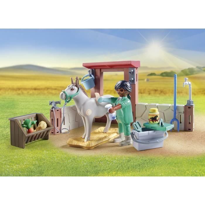 Playmobil 71471 Starter Pack Veterinaria de Granja: Juego Educativo de Cuidado Animal con Burros y Hámster para Niños +4 Años 2