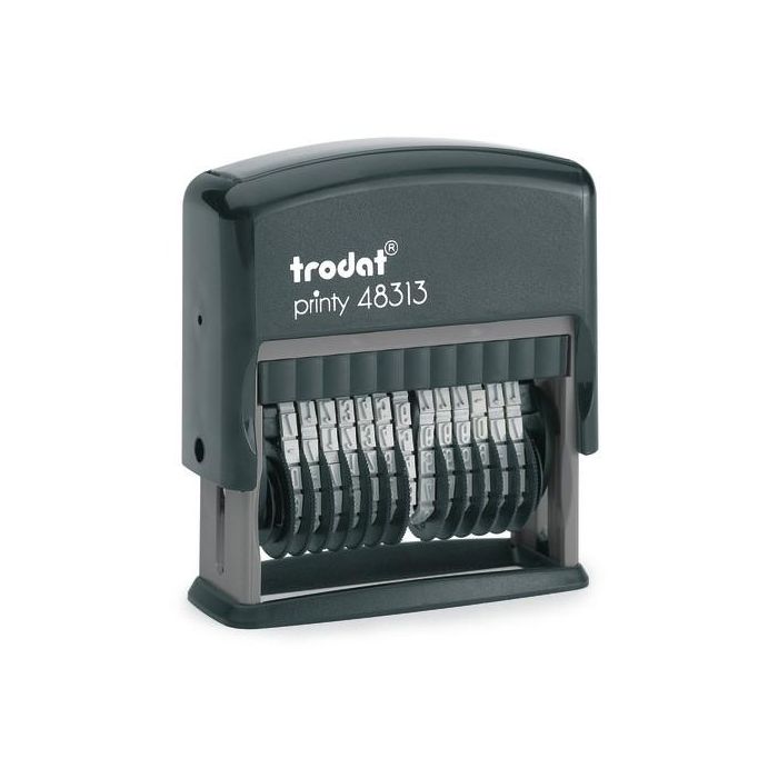 Trodat 48313 Sello Numerador Printy con Tinta Negra y Almohadilla Integrada, Huella 3.8 x 48 mm