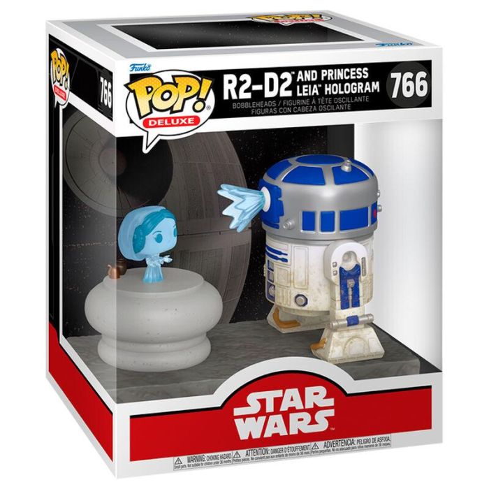 Funko Figura POP Deluxe Star Wars R2-D2 and Princess Leia Hologram 10cm 1