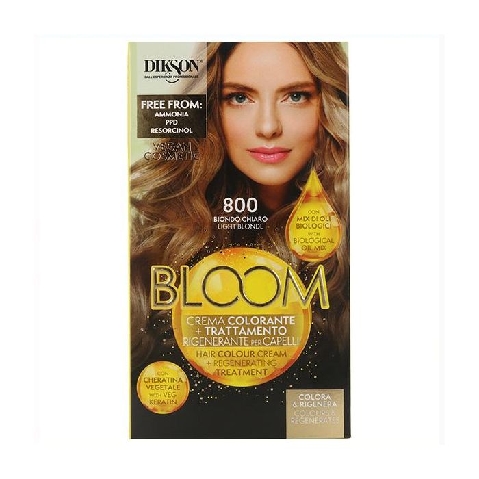 Dikson Bloom Crema Color 800 Rubio Claro - Colorante y Tratamiento Regenerador