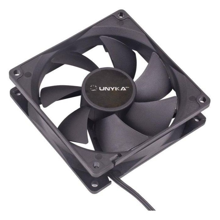 Unykach 51789 Ventilador de Caja para PC, 90mm, Negro, Silencioso (19 dB), 2000 RPM, 12V, Conector 3 Pines, Óptima Ventilación Unykach 51789 Ventilador de Caja para PC, 90mm, Negro, Silencioso (19 dB), 2000 RPM, 12V, Conector 3 Pines, Óptima Ventilación