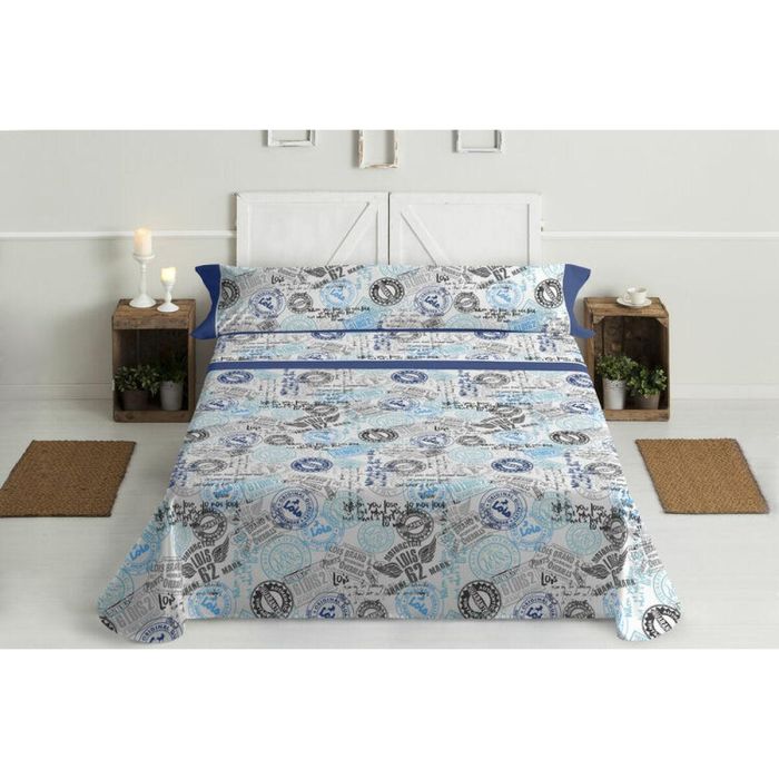 Juego de Sábanas Lois SELLOS Azul Cama de 180 1 Juego de Sábanas Lois SELLOS Azul Cama de 180 1