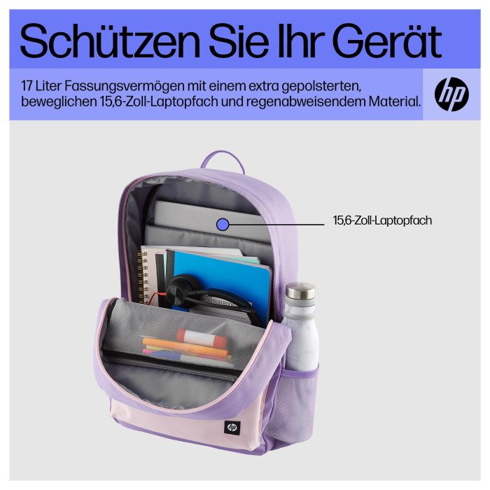 HP Mochila Campus Lavender Backpack (P) Lavanda Rosa 39.6 cm (15.6") Resistente al Agua 4