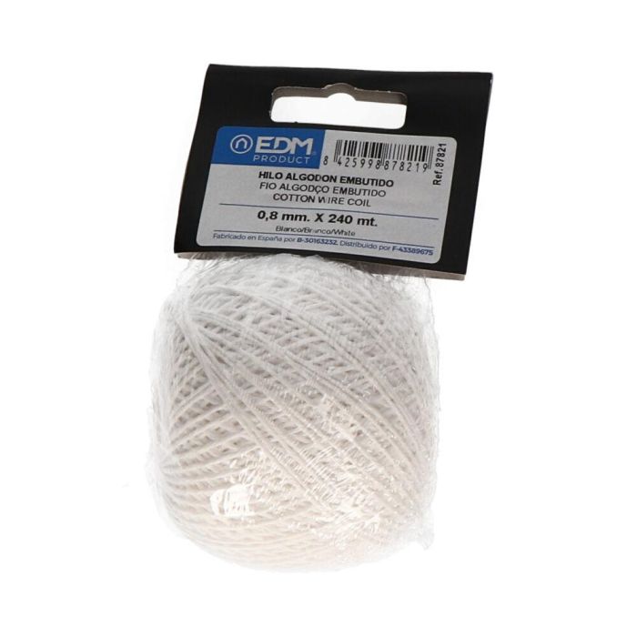 Edm Hilo de Algodón Embutido Blanco 0,8 mm x 240 m para Comercio y Paquetería 0 Edm Hilo de Algodón Embutido Blanco 0,8 mm x 240 m para Comercio y Paquetería 0