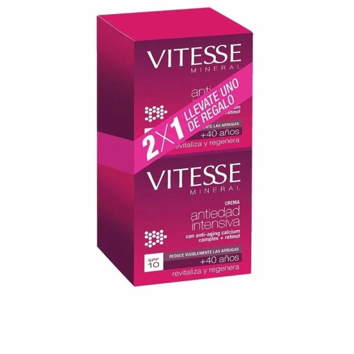 Vitesse Antiedad Intensiva SPF10 Duplo Crema Facial Antiarrugas y Antiedad con retinol, calcio y SPF 10, 2x50ml Vitesse Antiedad Intensiva SPF10 Duplo Crema Facial Antiarrugas y Antiedad con retinol, calcio y SPF 10, 2x50ml