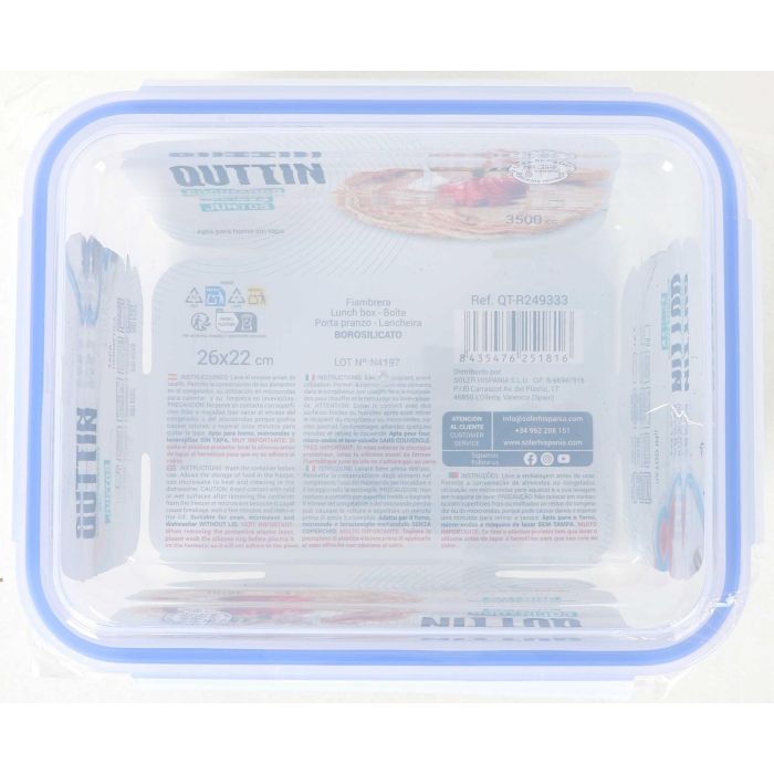 Quttin Fiambrera Rectangular Hermética 26 x 22 cm 3.5 L 4