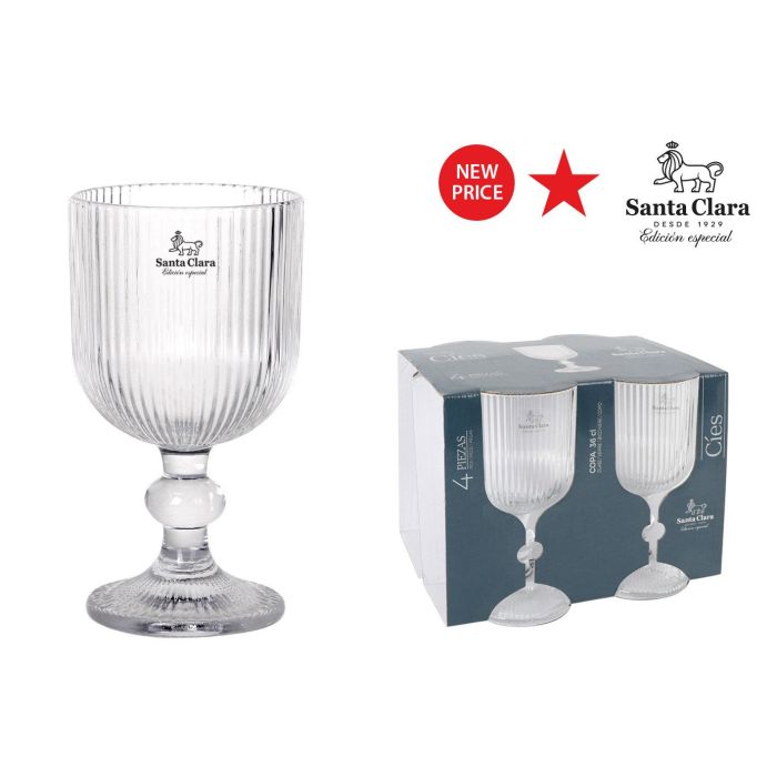 La Mediterranea - Set de 4 Copas de Agua o Vino "Cies" de 360 cc, Cristal Transparente, 9x9x16.5 cm, para Colección Sonella (9 Cajas) La Mediterranea - Set de 4 Copas de Agua o Vino "Cies" de 360 cc, Cristal Transparente, 9x9x16.5 cm, para Colección Sonella (9 Cajas)