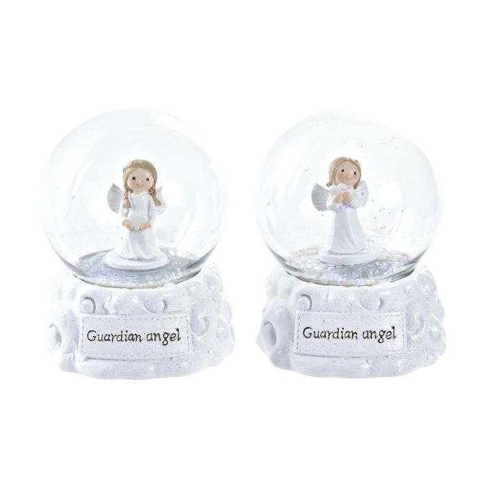 DKD Home Decor Figura Navidad Tradicional Bola Blanco Resina y Cristal 6.5x8.5x6.5 cm (2 Unidades)