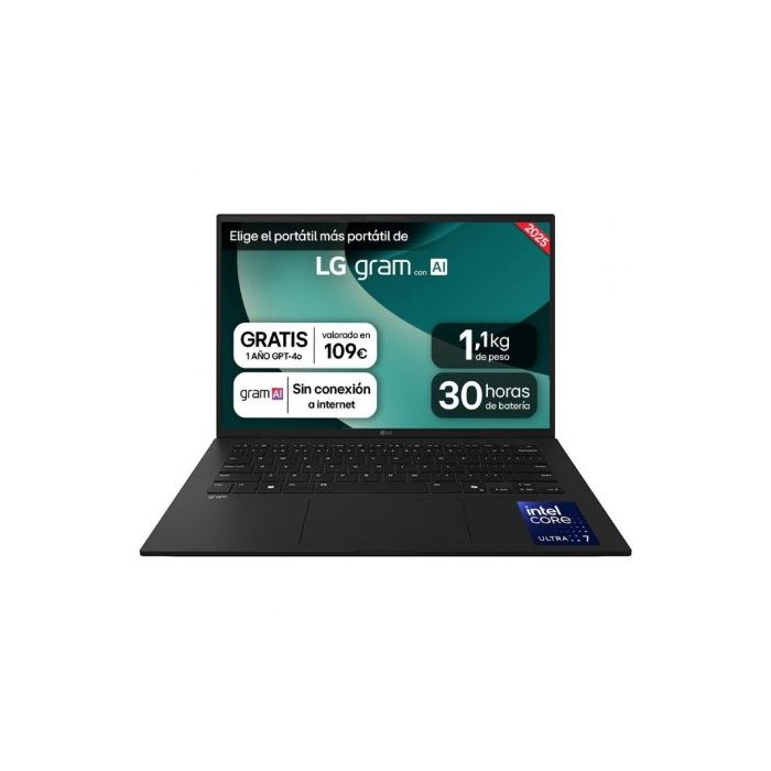 Portátil LG Gram 14ZD90T-G.AX78B Intel Core Ultra 7-255H/ 16GB/ 1TB SSD/ 14"/ Sin Sistema Operativo Portátil LG Gram 14ZD90T-G.AX78B Intel Core Ultra 7-255H/ 16GB/ 1TB SSD/ 14"/ Sin Sistema Operativo