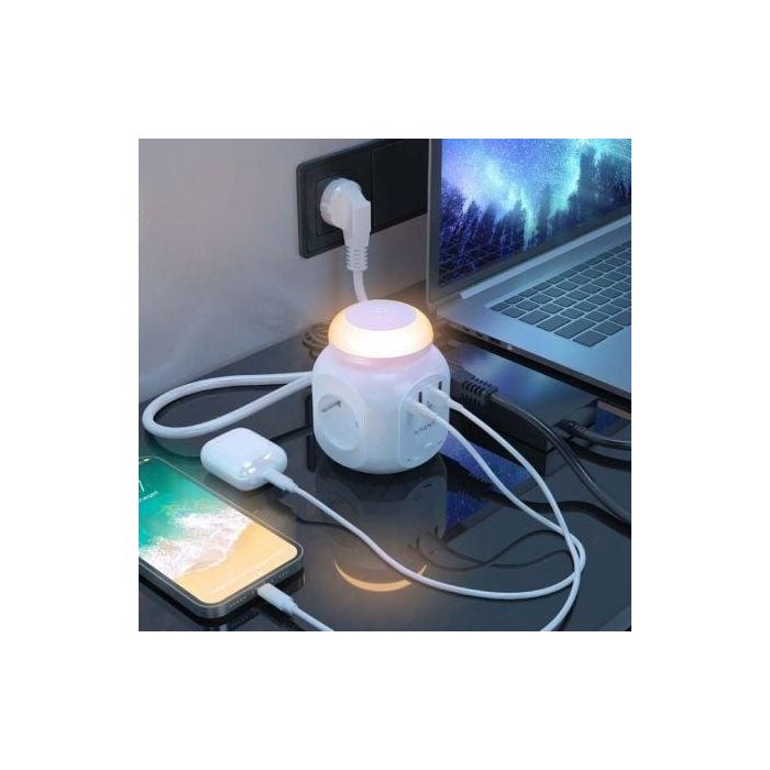 Aisens Regleta de Enchufes Sobremesa con 4 Tomas, 1 USB-C, 3 USB-A, Luz Nocturna, 1.8m, Blanco 4 Aisens Regleta de Enchufes Sobremesa con 4 Tomas, 1 USB-C, 3 USB-A, Luz Nocturna, 1.8m, Blanco 4