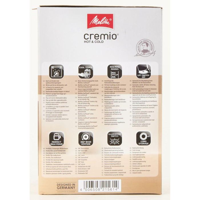 Melitta 1014-02 Cremio II Espumador de leche Inalámbrico 450W para espuma caliente o fría 150ml Negro 13