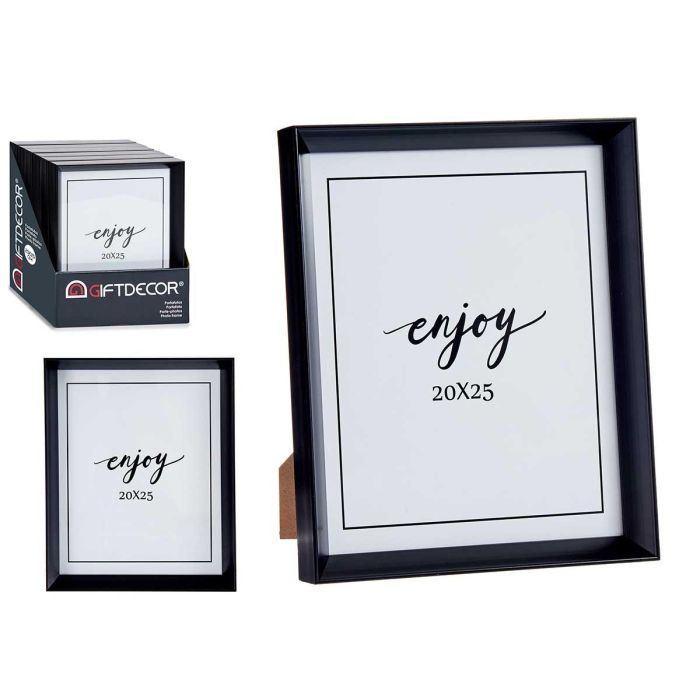 Giftdecor Portafoto plástico moldura negro 20x25 cm con apoyapie y gancho para colgar (24 Unidades) Giftdecor Portafoto plástico moldura negro 20x25 cm con apoyapie y gancho para colgar (24 Unidades)