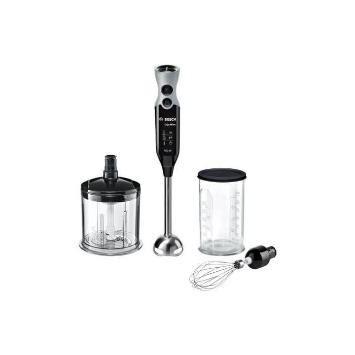 Bosch MSM67160 Batidora de Mano ErgoMixx 750W, 12+1 Velocidades, Negra, Cuchillas QuattroBlade, Picador, Varilla, Vaso 0 Bosch MSM67160 Batidora de Mano ErgoMixx 750W, 12+1 Velocidades, Negra, Cuchillas QuattroBlade, Picador, Varilla, Vaso 0