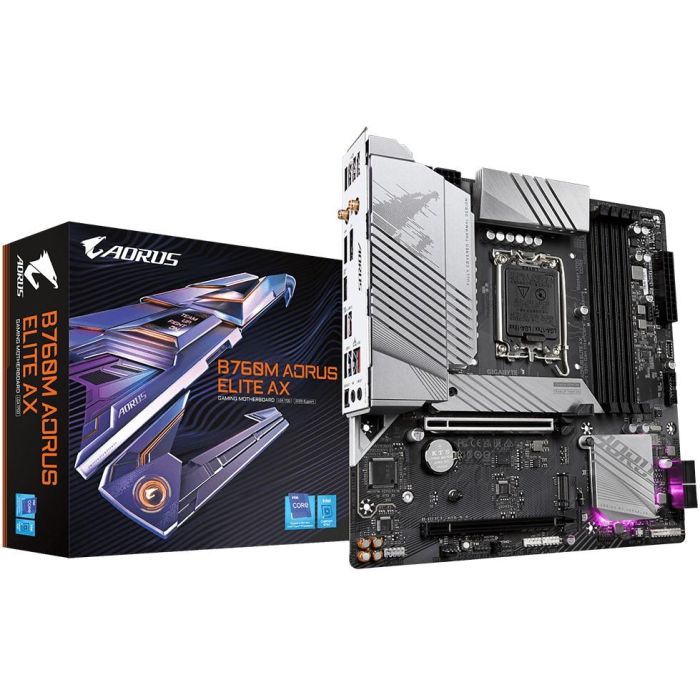 Gigabyte B760M AORUS ELITE AX Placa Base LGA 1700 DDR5 7800MHz Wi-Fi 6E 2.5GbE LAN Micro-ATX para Intel 14ª Gen 0 Gigabyte B760M AORUS ELITE AX Placa Base LGA 1700 DDR5 7800MHz Wi-Fi 6E 2.5GbE LAN Micro-ATX para Intel 14ª Gen 0